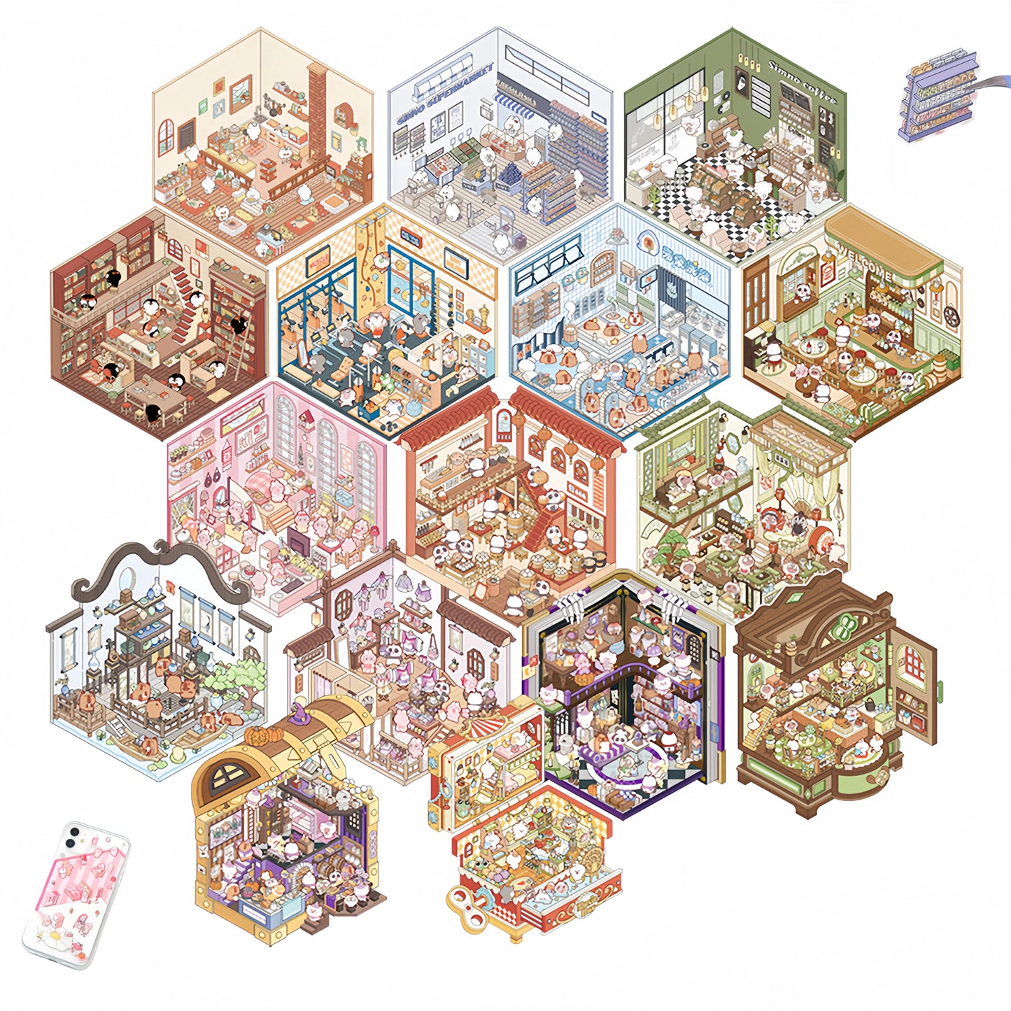 3D minyatür sahne sticker