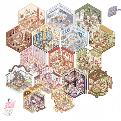 3D minyatür sahne sticker