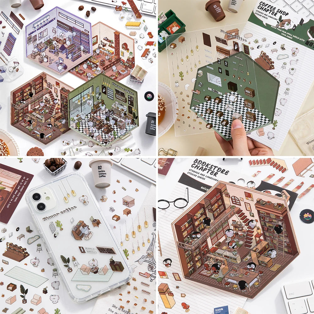 3D minyatür sahne sticker