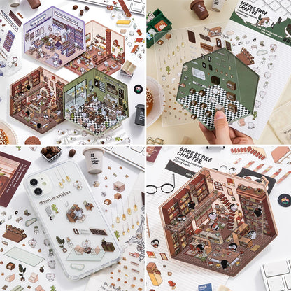 3D minyatür sahne sticker