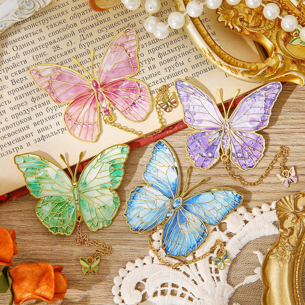 Renkli Kelebek Metal Kitap Ayracı