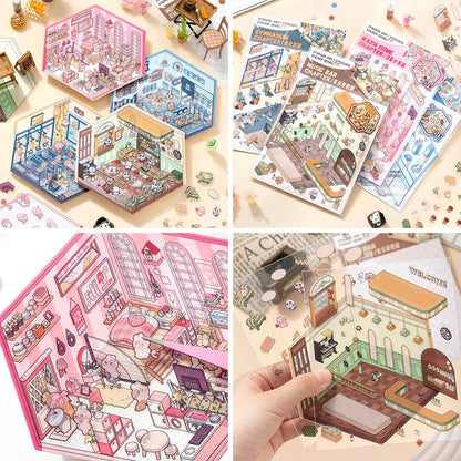 3D minyatür sahne sticker