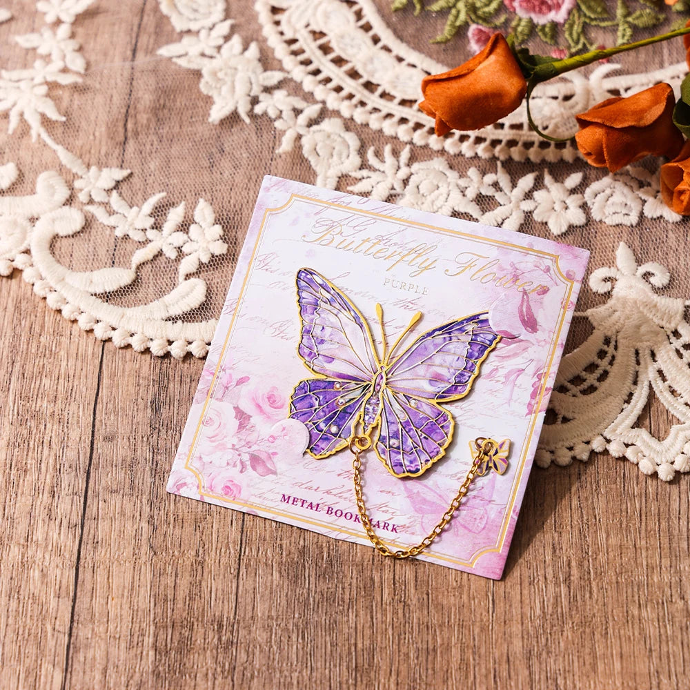 Renkli Kelebek Metal Kitap Ayracı