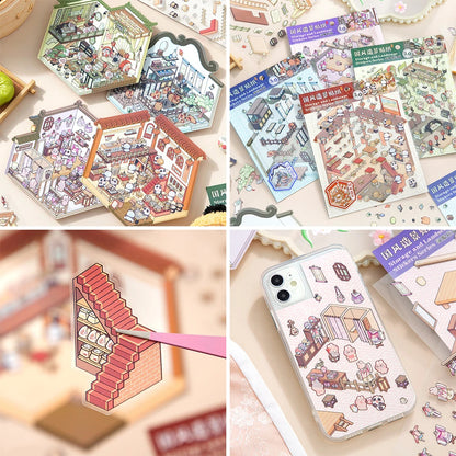 3D minyatür sahne sticker