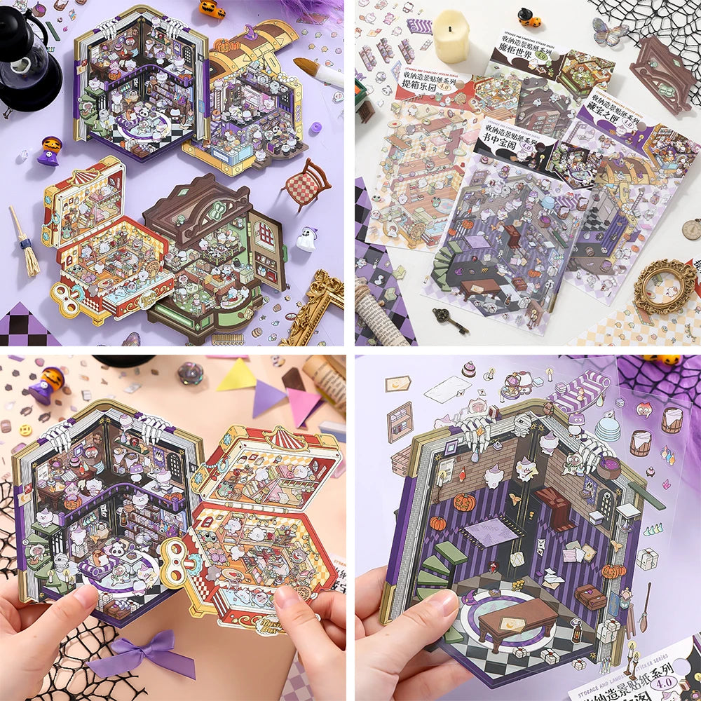 3D minyatür sahne sticker