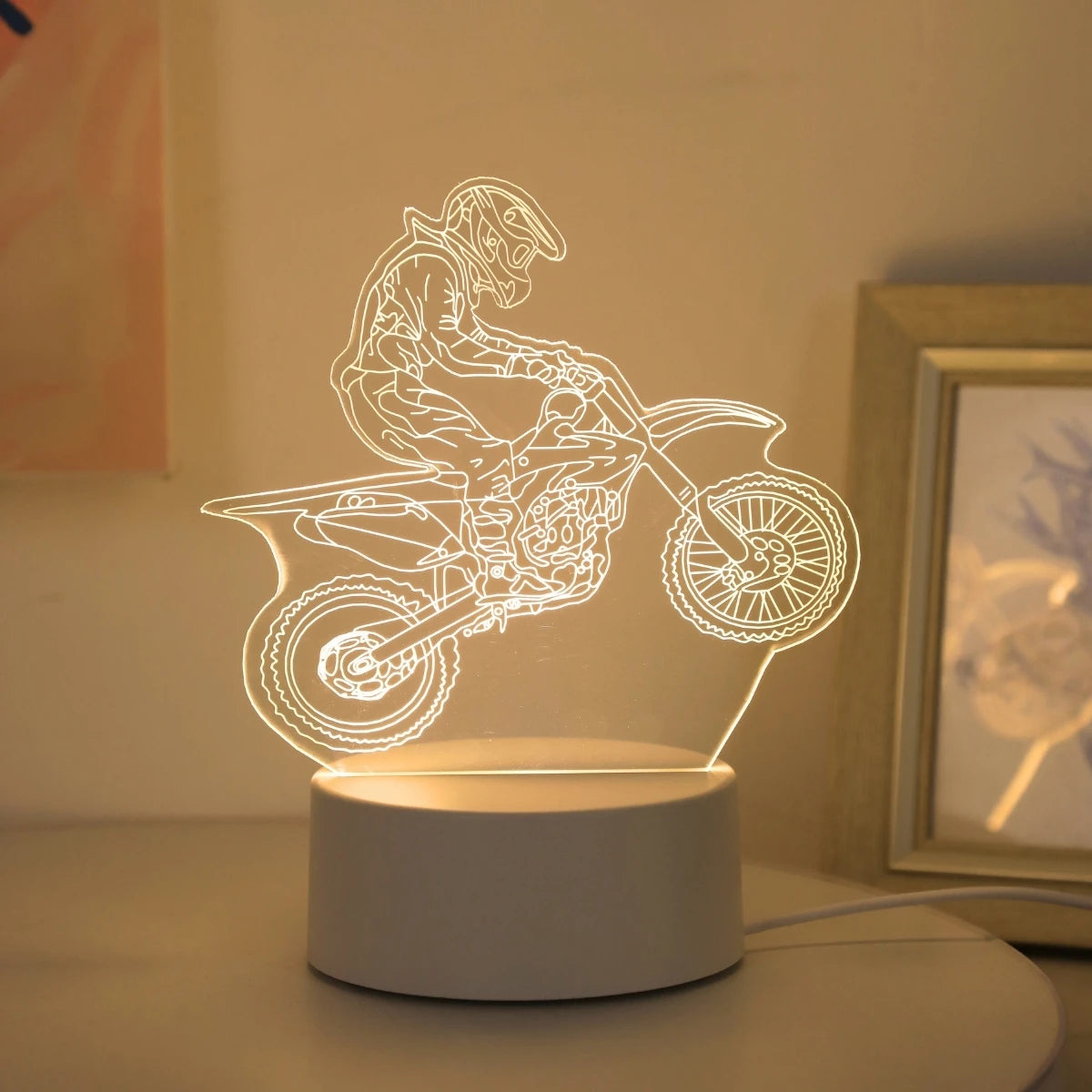 USB 3D motosiklet gece lambası