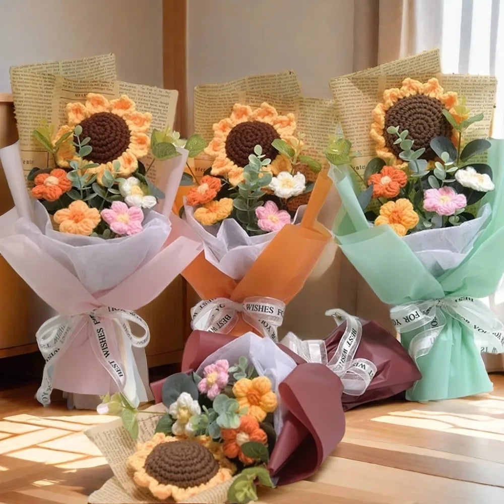 El Yapımı Tığ İşlemeli Çiçek buketi